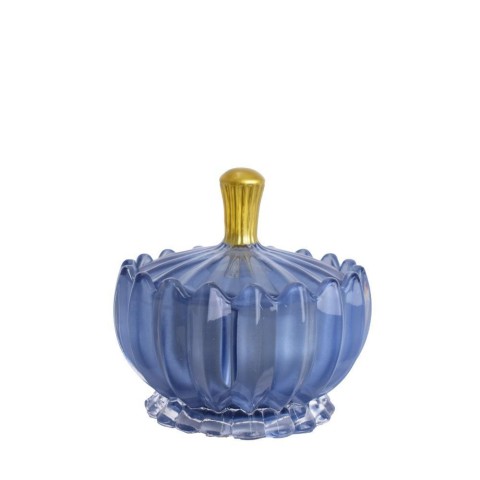 CANDELA CONCHIGLIA VETRO 11CM CELESTE